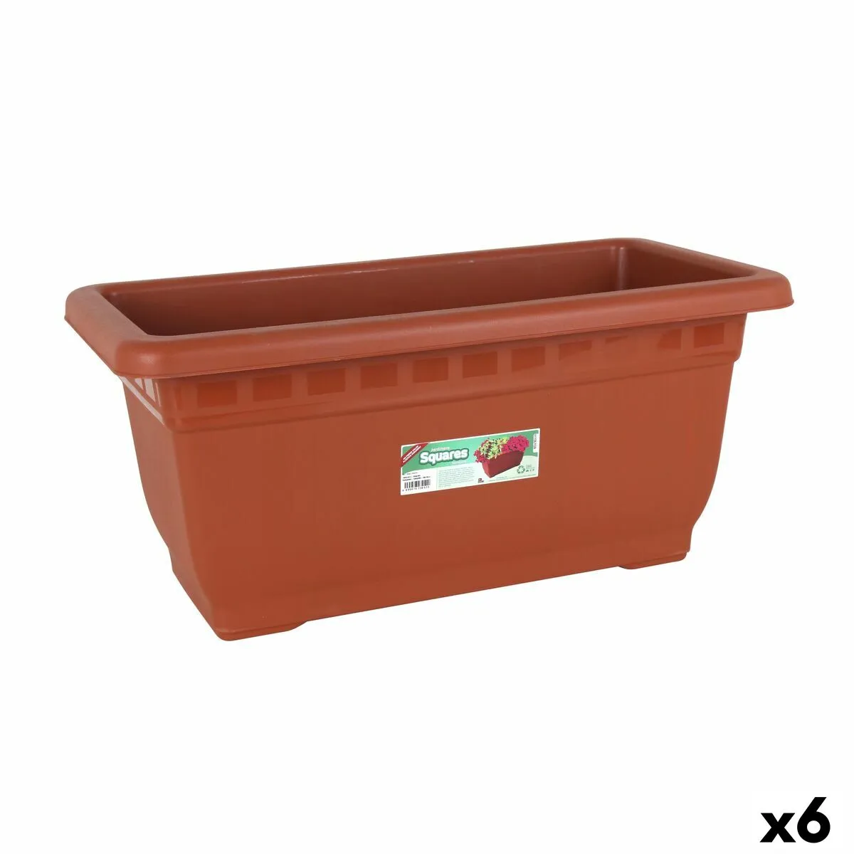 Vaso rettangolare da Balcone Dem Squares 60 x 30 x 30 cm (6 Unità)