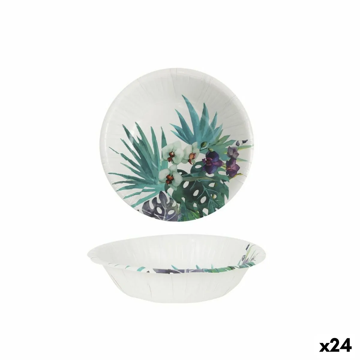 Set di piatti Algon Monouso Cartone Tropicale 6 Pezzi 450 ml (24 Unità)