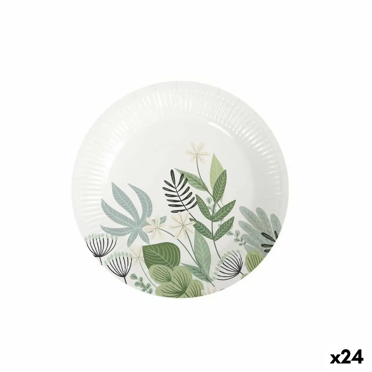 Set di piatti Algon Monouso Cartone Floreale 10 Pezzi 20 cm (24 Unità)