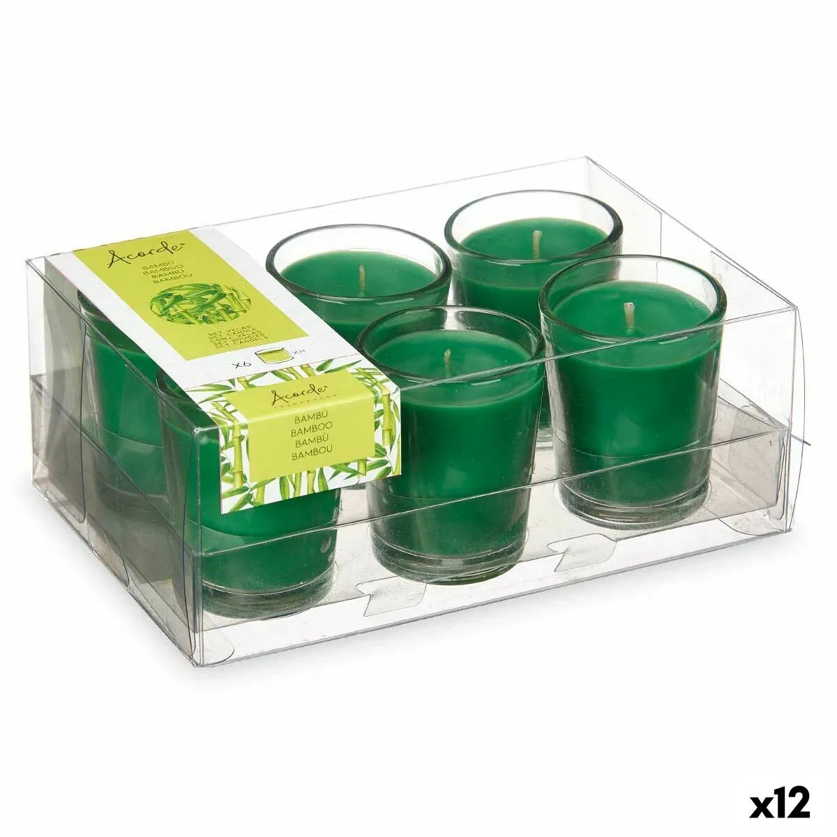 Set di Candele Profumate 16 x 6,5 x 11 cm (12 Unità) Bicchiere Bambù