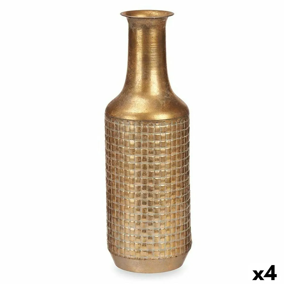 Vaso Dorato Metallo 14 x 46 x 14 cm (4 Unità) Con rilievo