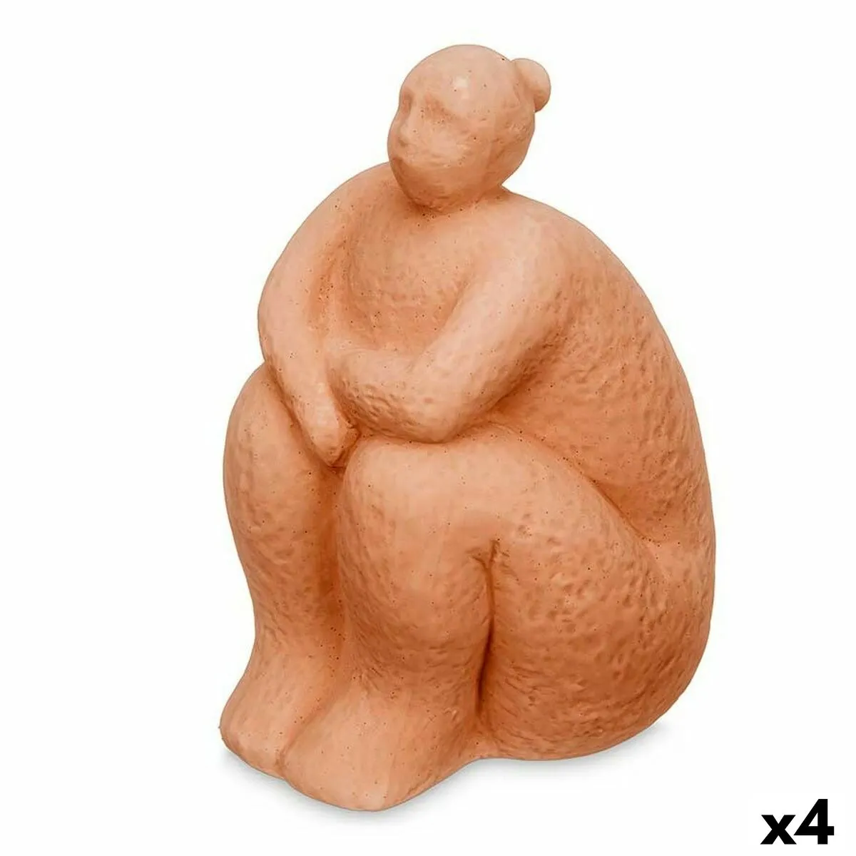 Statua Decorativa Arancio Dolomite 18 x 30 x 19 cm (4 Unità) Donna Seduto