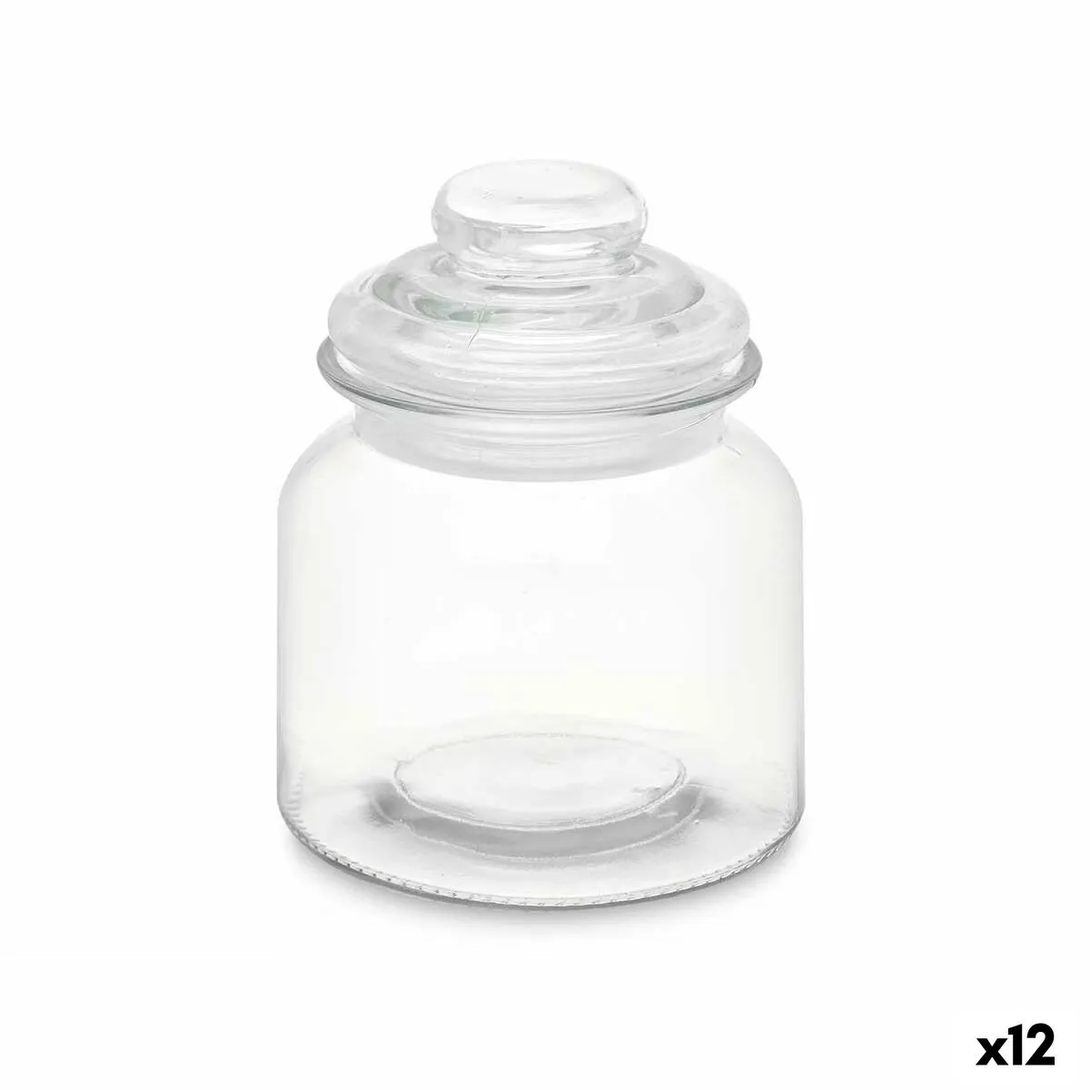 Vaso Trasparente Vetro 600 ml (12 Unità) Con coperchio