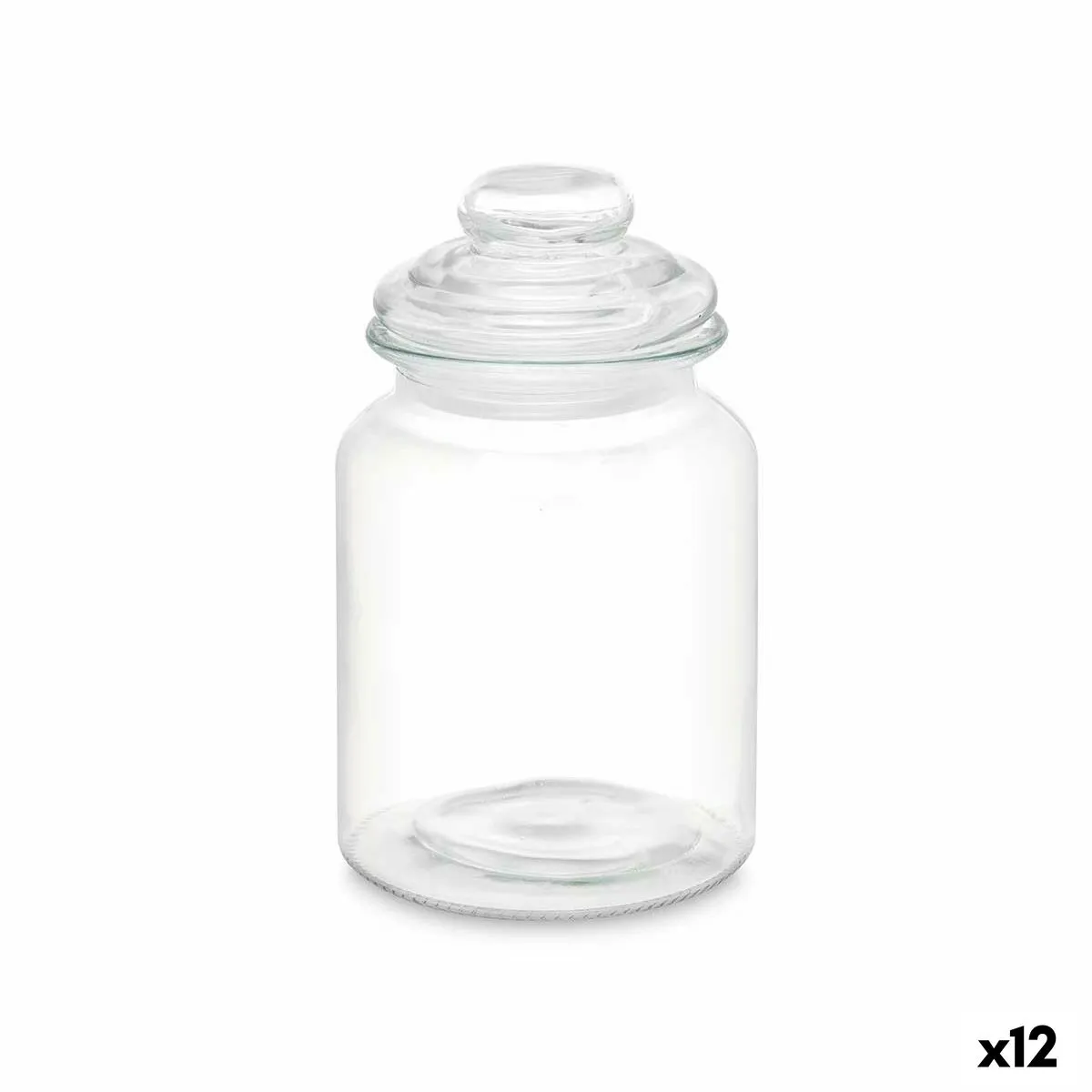 Vaso Trasparente Vetro 900 ml (12 Unità) Con coperchio