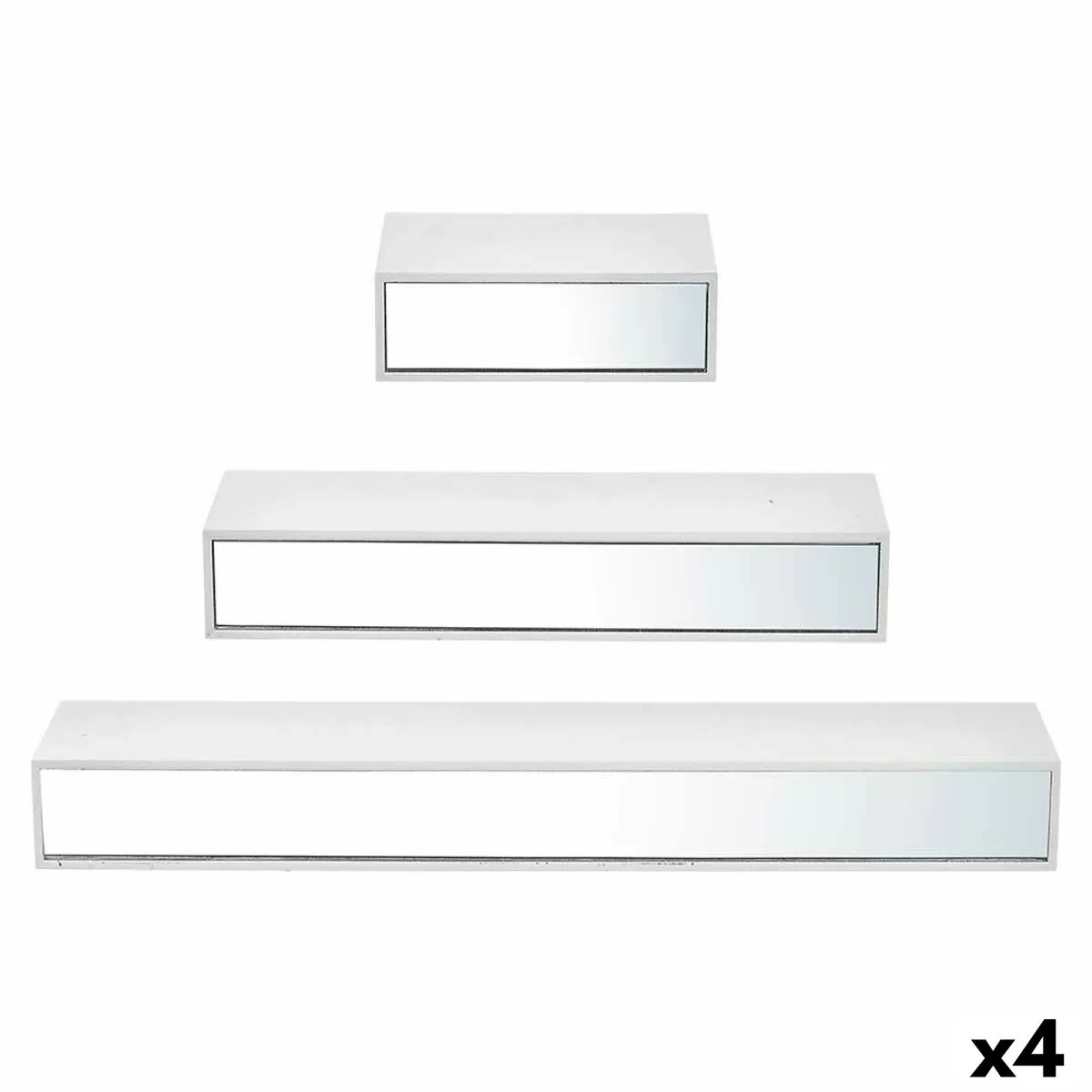 Mensole Legno MDF 3 Pezzi Specchio Set (4 Unità)