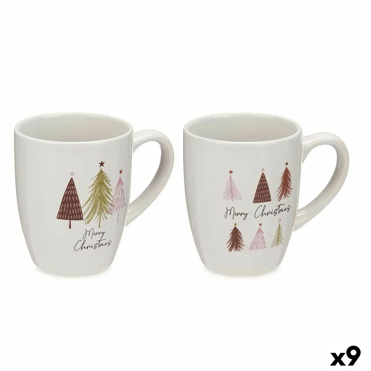 Tazza Bianco Porcellana Albero di Natale 350 ml (9 Unità)