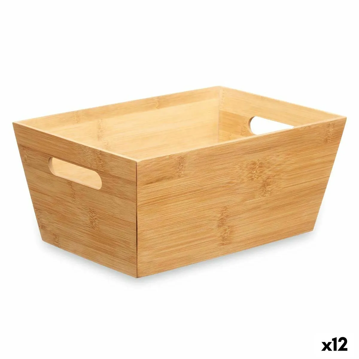 Cestino Multiuso Naturale Bambù 15 x 29 x 8,5 cm (12 Unità) Con manici