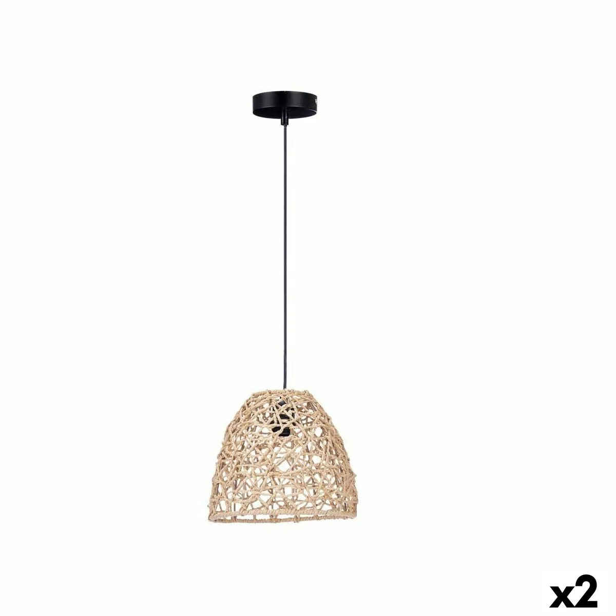 Lampadario Naturale Rattan Conica 25 x 21 x 25 cm (2 Unità)