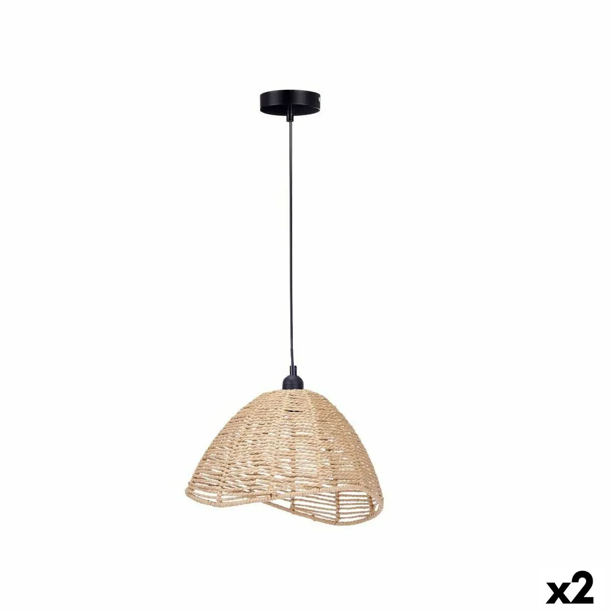 Lampadario Naturale Rattan 60 W Conica 220 -240 V 34 x 20 x 30 cm (2 Unità)