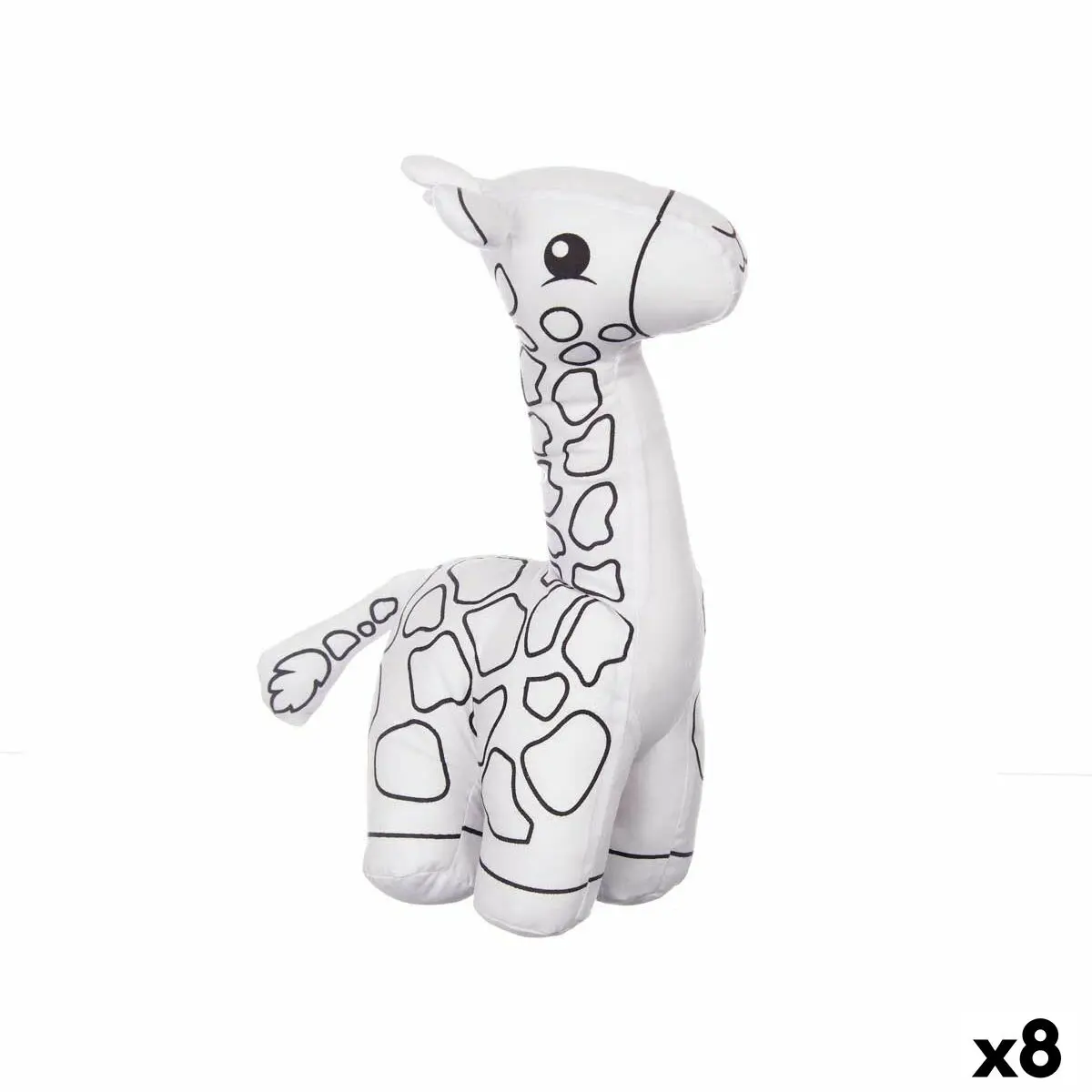 Peluche da Colorare Bianco Nero Stoffa 17 x 22 x 9 cm Giraffa (8 Unità)