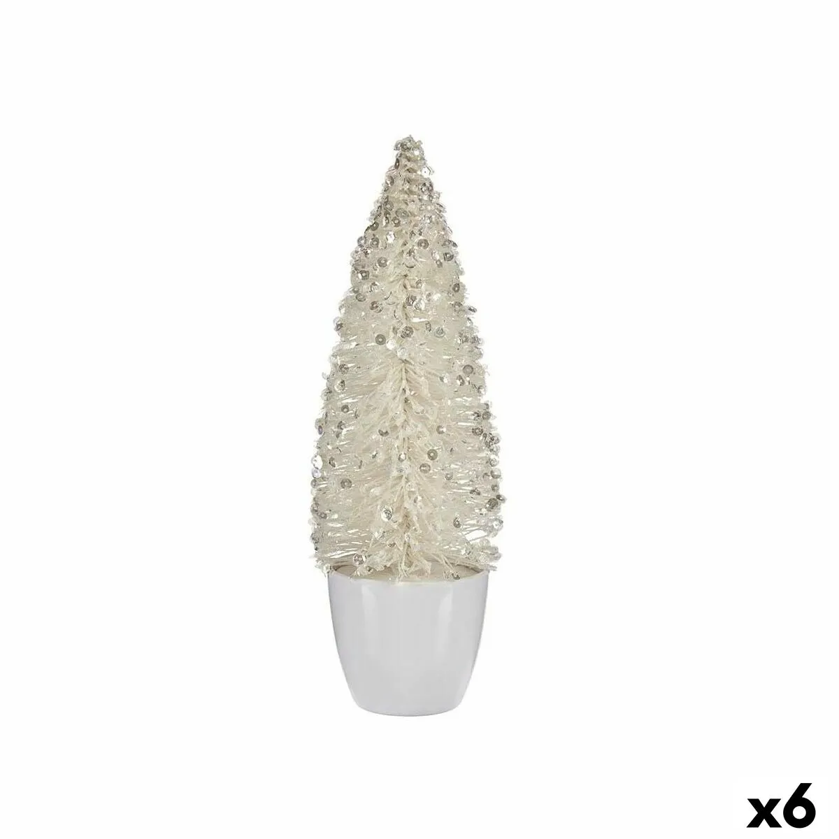 Albero di Natale Bianco Brillanti 9 x 28 x 9 cm Piccolo (6 Unità)