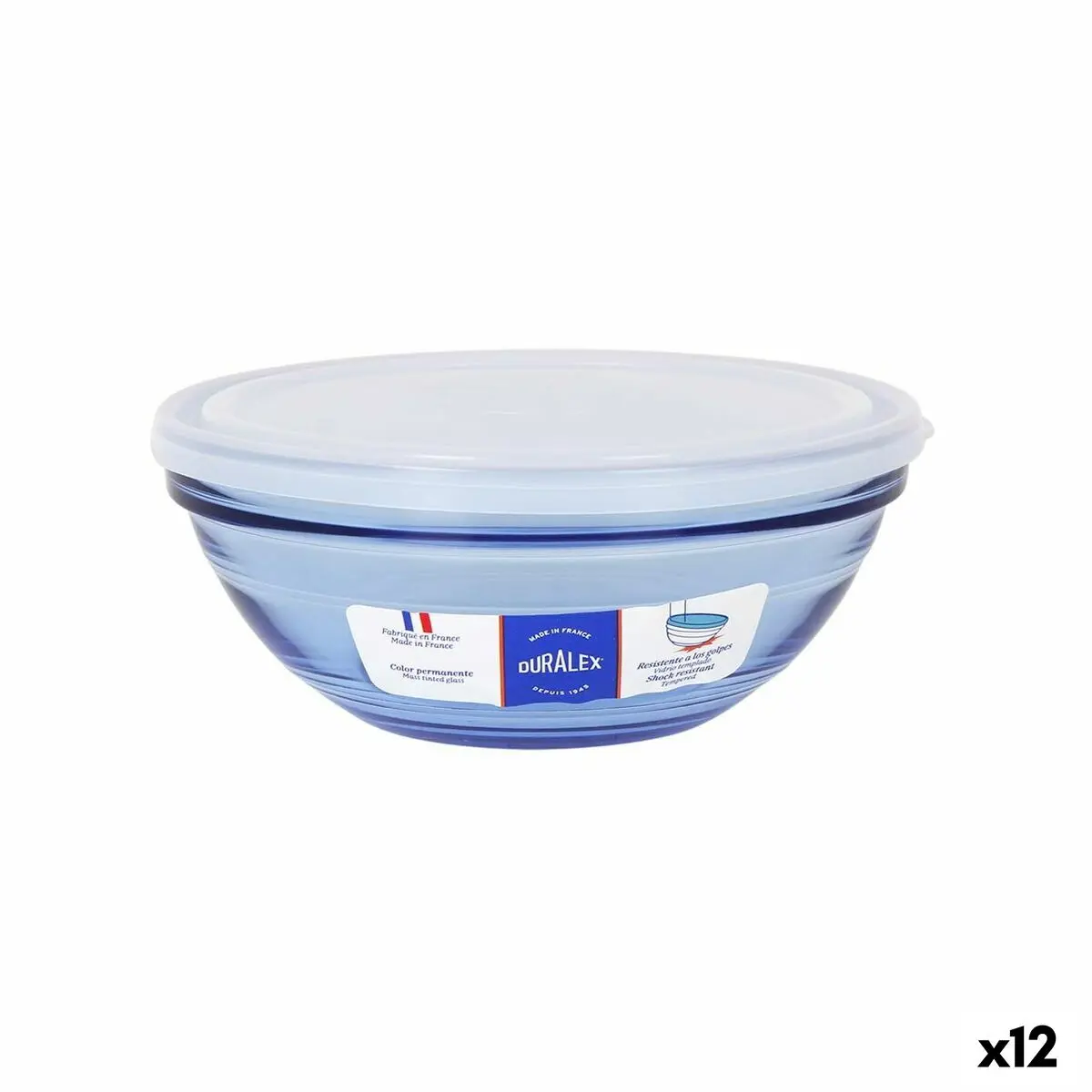 Ciotola Duralex Marine Azzurro 17 cm Con coperchio (12 Unità)