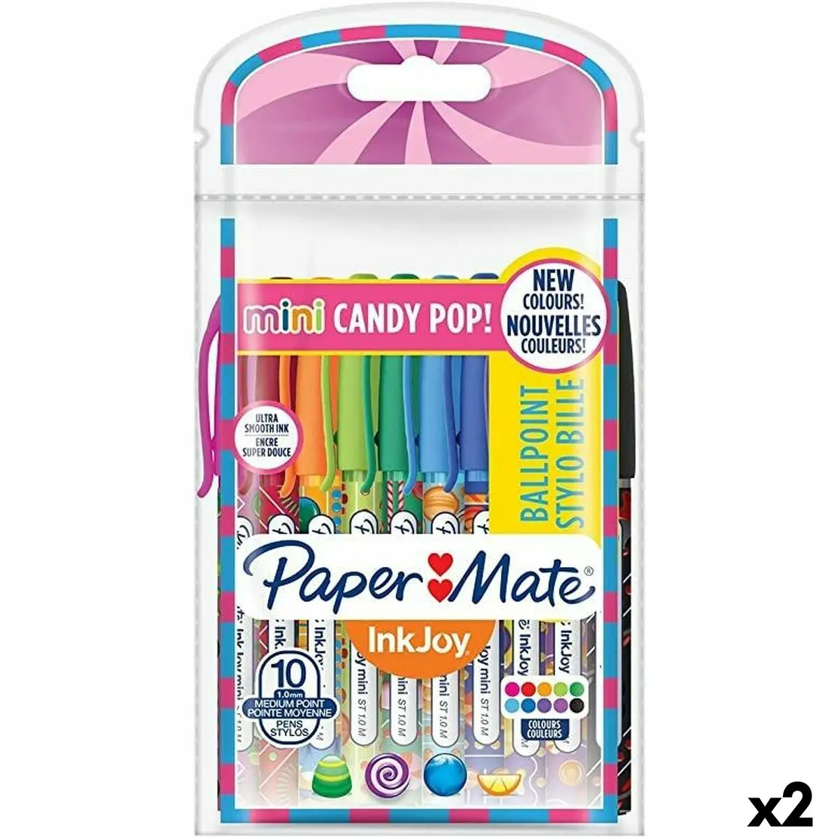 Set di Penne Paper Mate Mini Candy Pop Multicolore 1 mm (2 Unità)