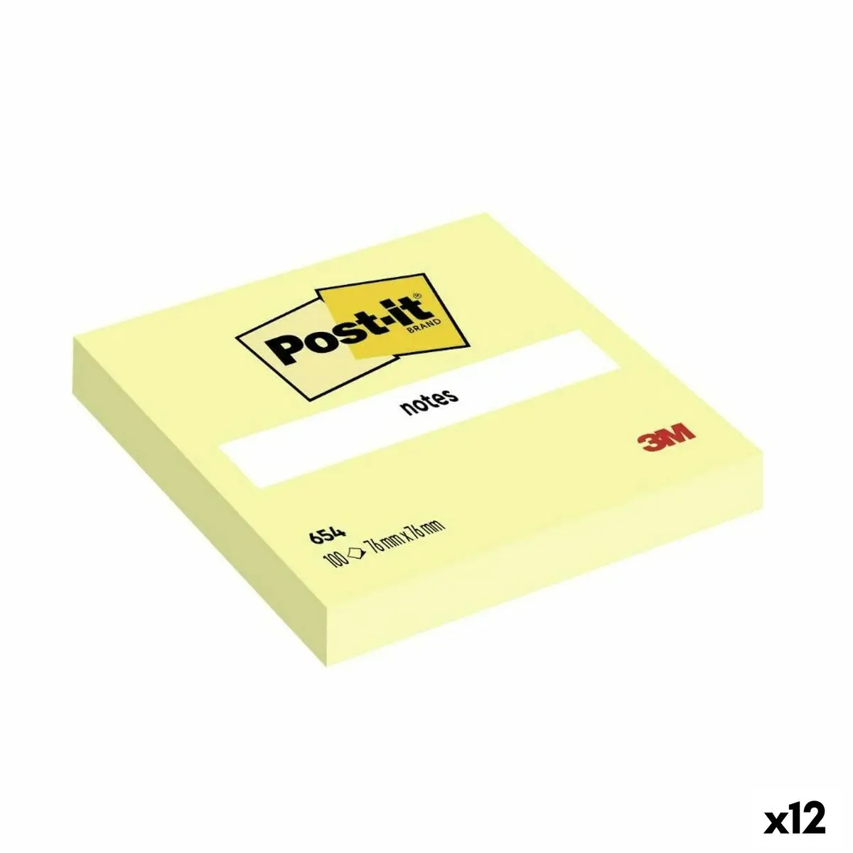 Note Adesive Post-it 654 Giallo 76 x 76 mm (12 Unità)