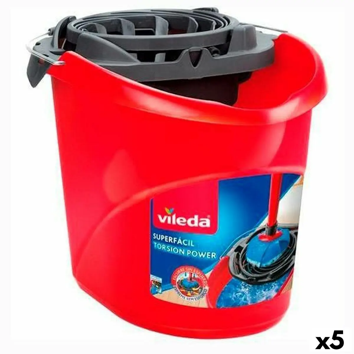 Secchio per Pavimenti Vileda Rosso 10 L (5 Unità)