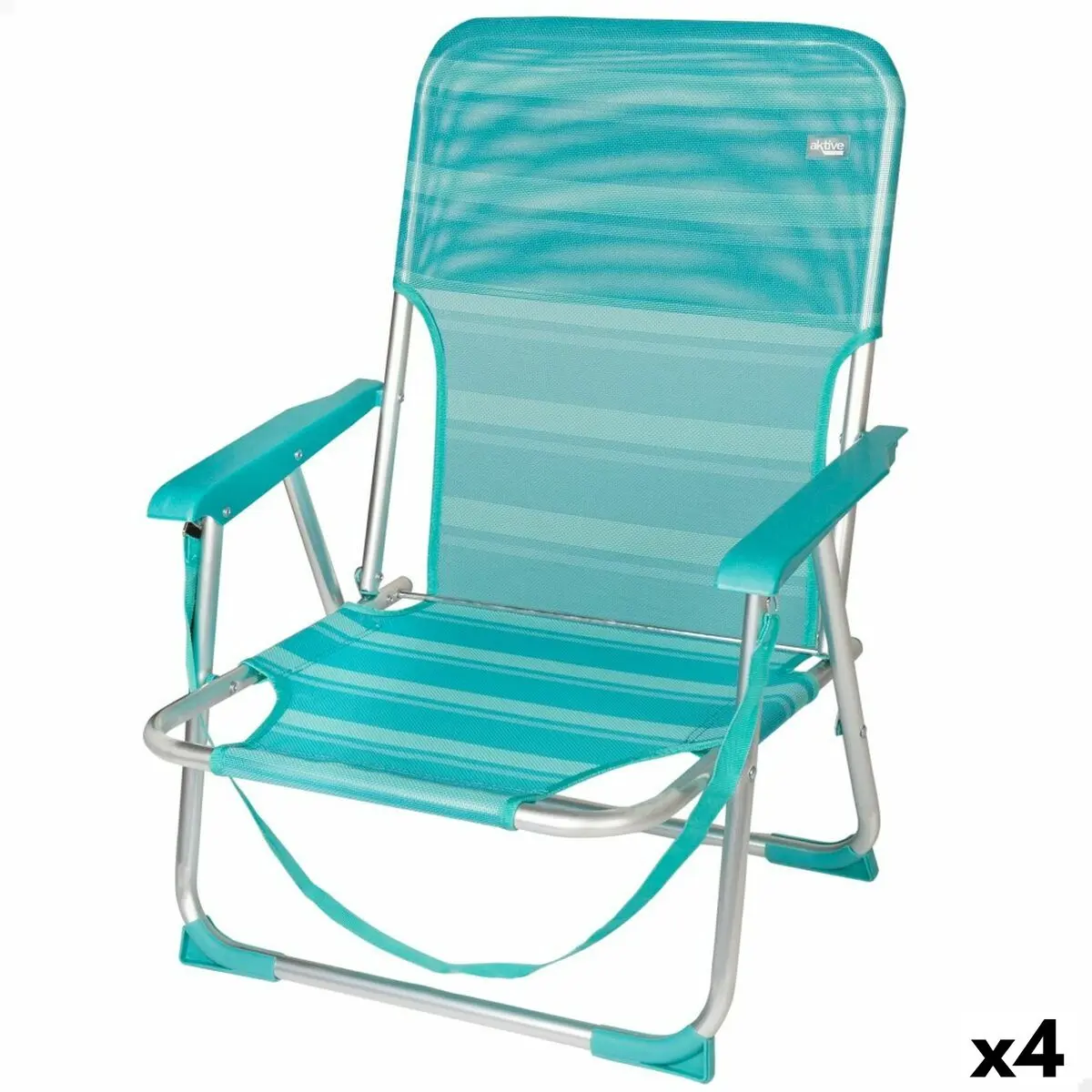 Sedia da Spiaggia Aktive Turchese 44 x 72 x 35 cm Alluminio Pieghevole (4 Unità)