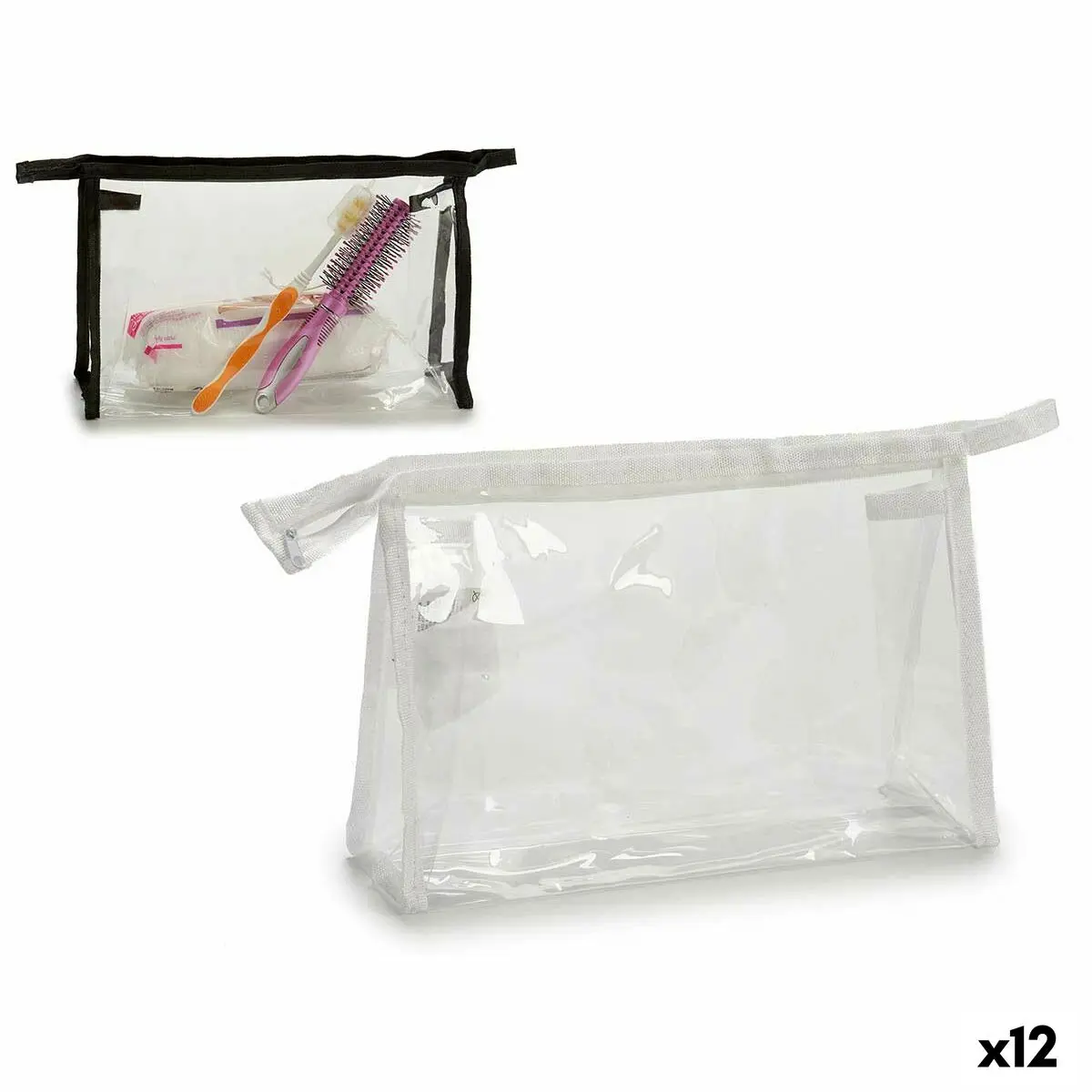 Necessaire da Viaggio Bianco Nero Trasparente Plastica 27 x 12,5 x 7 cm (12 Unità)