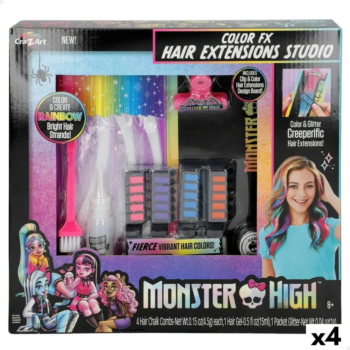 Set per Capelli Monster High Extension per i Capelli (4 Unità)