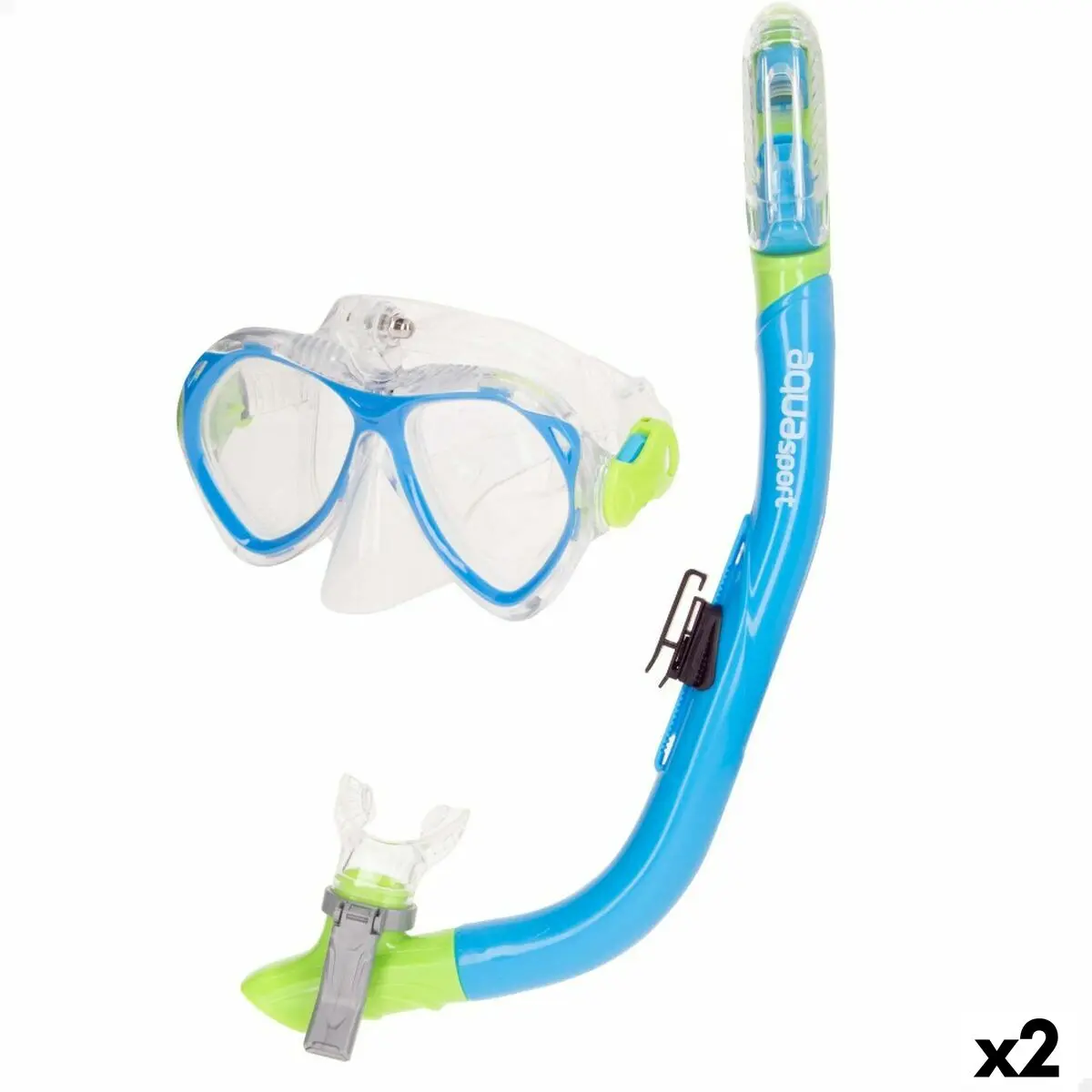 Occhialini da Snorkeling e Boccaglio per Bambini AquaSport Azzurro (2 Unità)