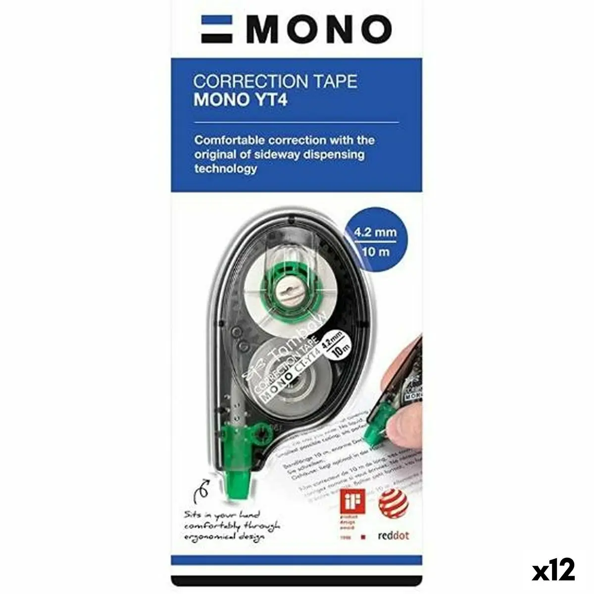 Correttore a Nastro Tombow Mono 4,2 mm x 10 m (12 Unità)