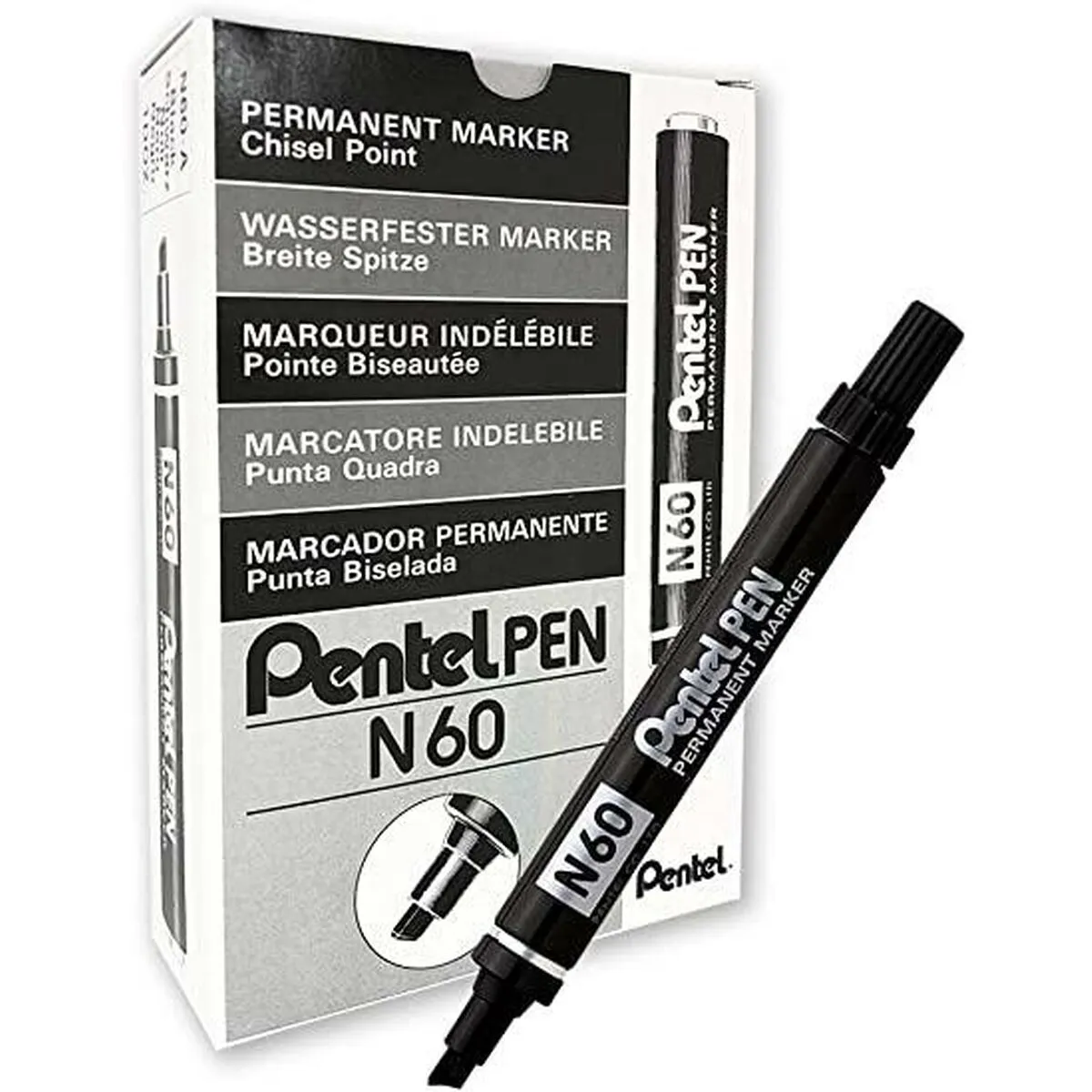 Marcatore permanente Pentel N60 Nero 12 Pezzi