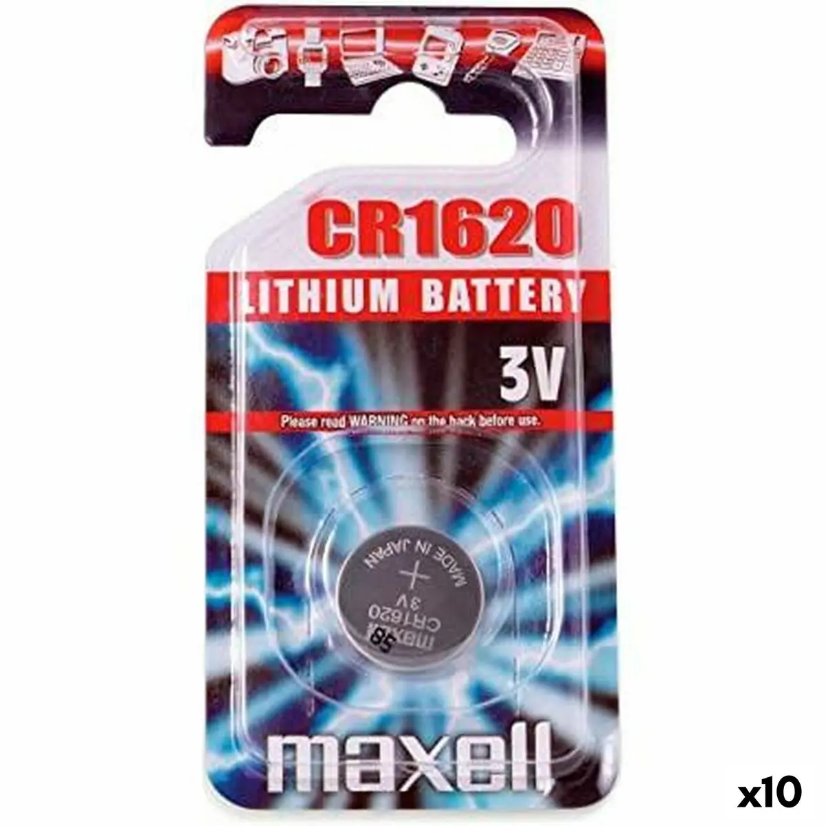 Cella a bottone Maxell 3V CR1620 (10 Unità)