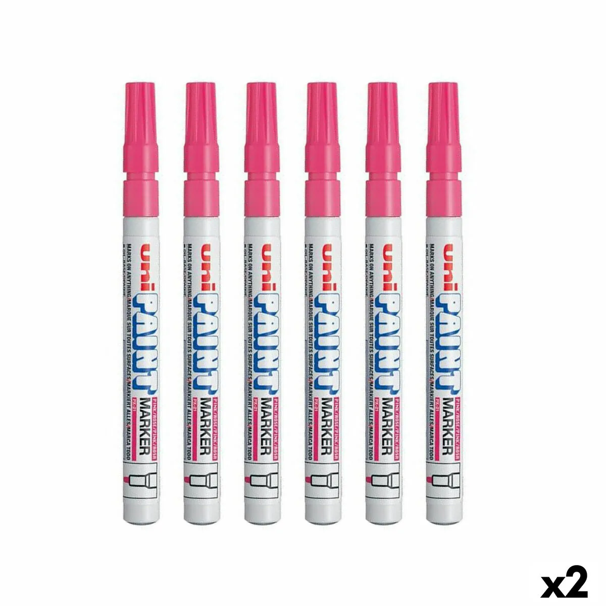 Set di Pennarelli Uni-Ball PX-21L 6 Pezzi Rosa (2 Unità)