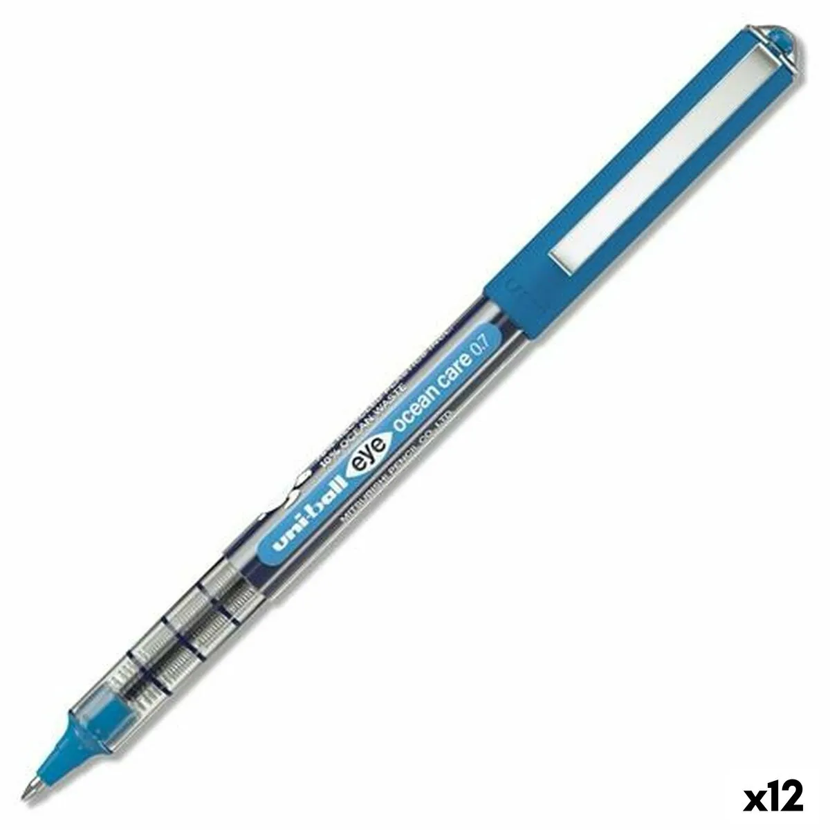 Penna a inchiostro liquido Uni-Ball Eye Ocean Care Azzurro 0,7 mm (12 Unità)