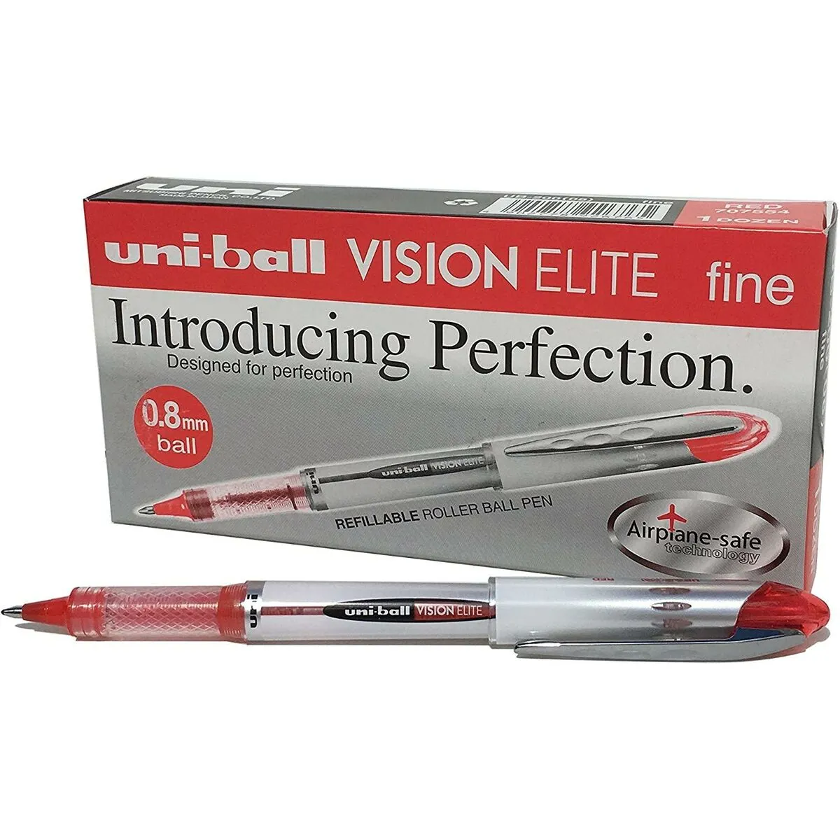 Penna a inchiostro liquido Uni-Ball Vision Elite UB-200 Rosso 0,6 mm (12 Pezzi)