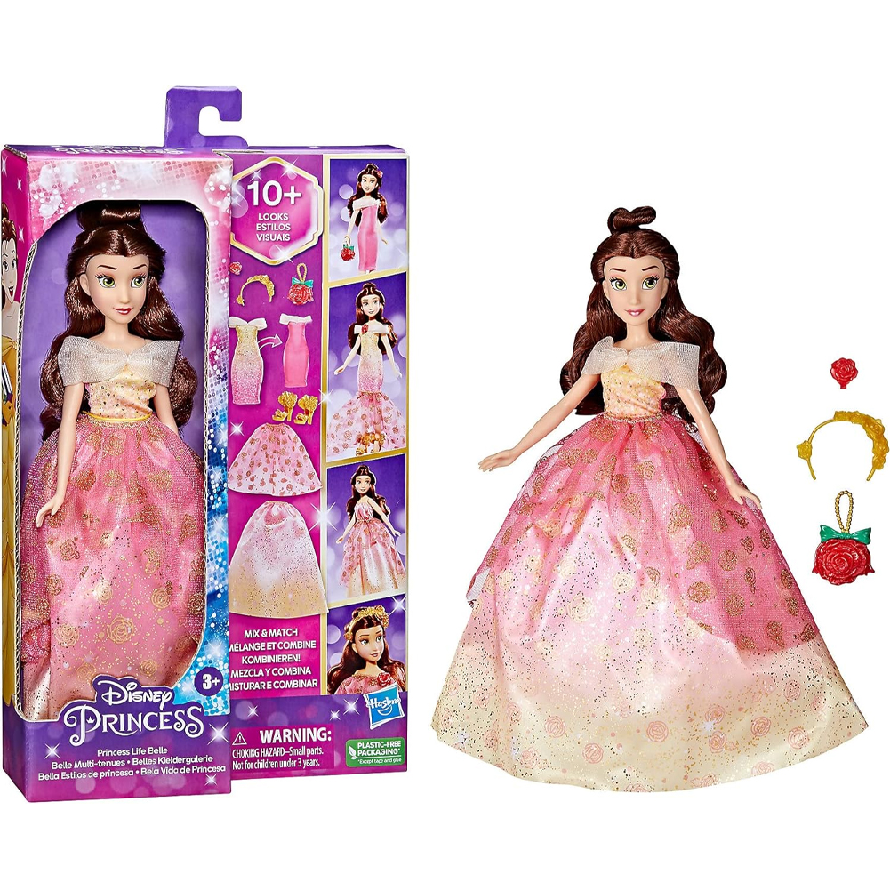 Disney Princess Life Bambola Belle Bella e La Bestia 7 Accessori Idea Regalo (1)