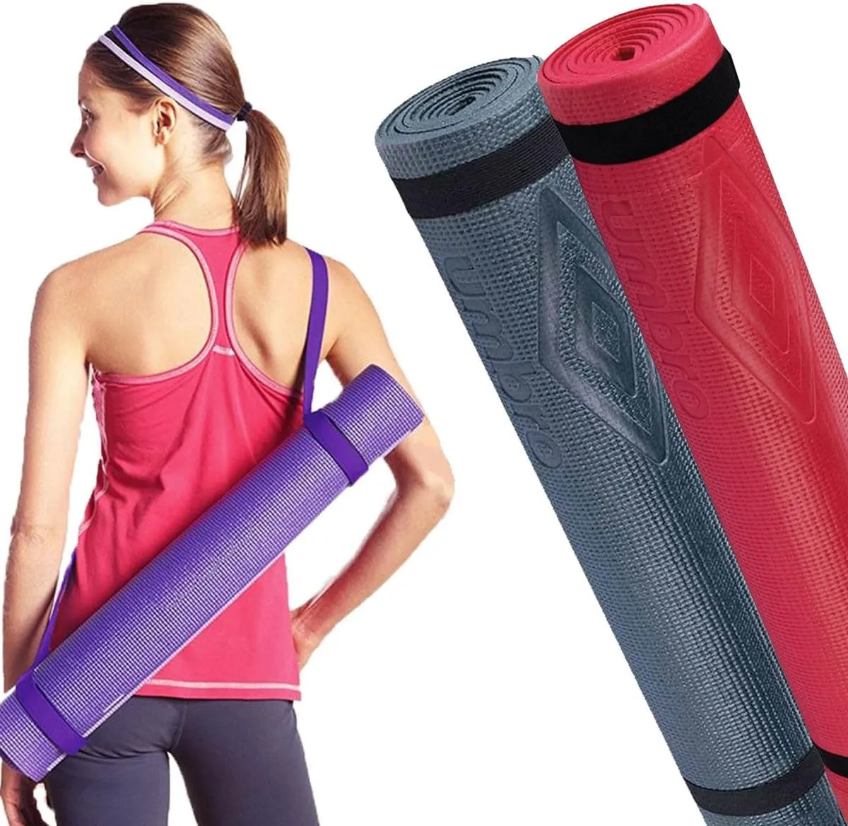 Set 2 x Tappetini Yoga Antiscivolo 175 x 60 cm Materassini Allenamento Fitness (1)