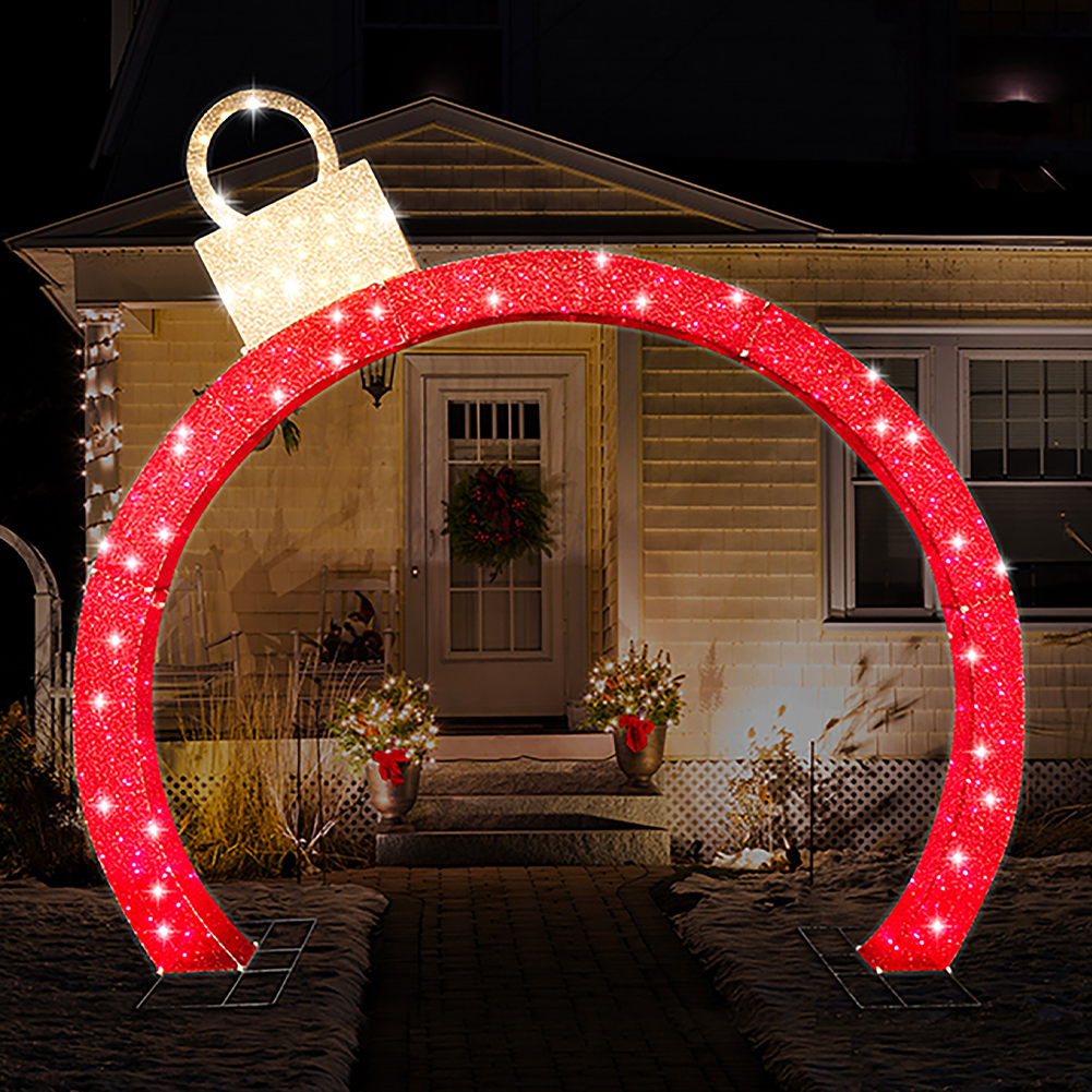 Arco Luminoso Natale Bianco Caldo 300 Led Illuminazione da Esterno Rosso 308 cm (1)