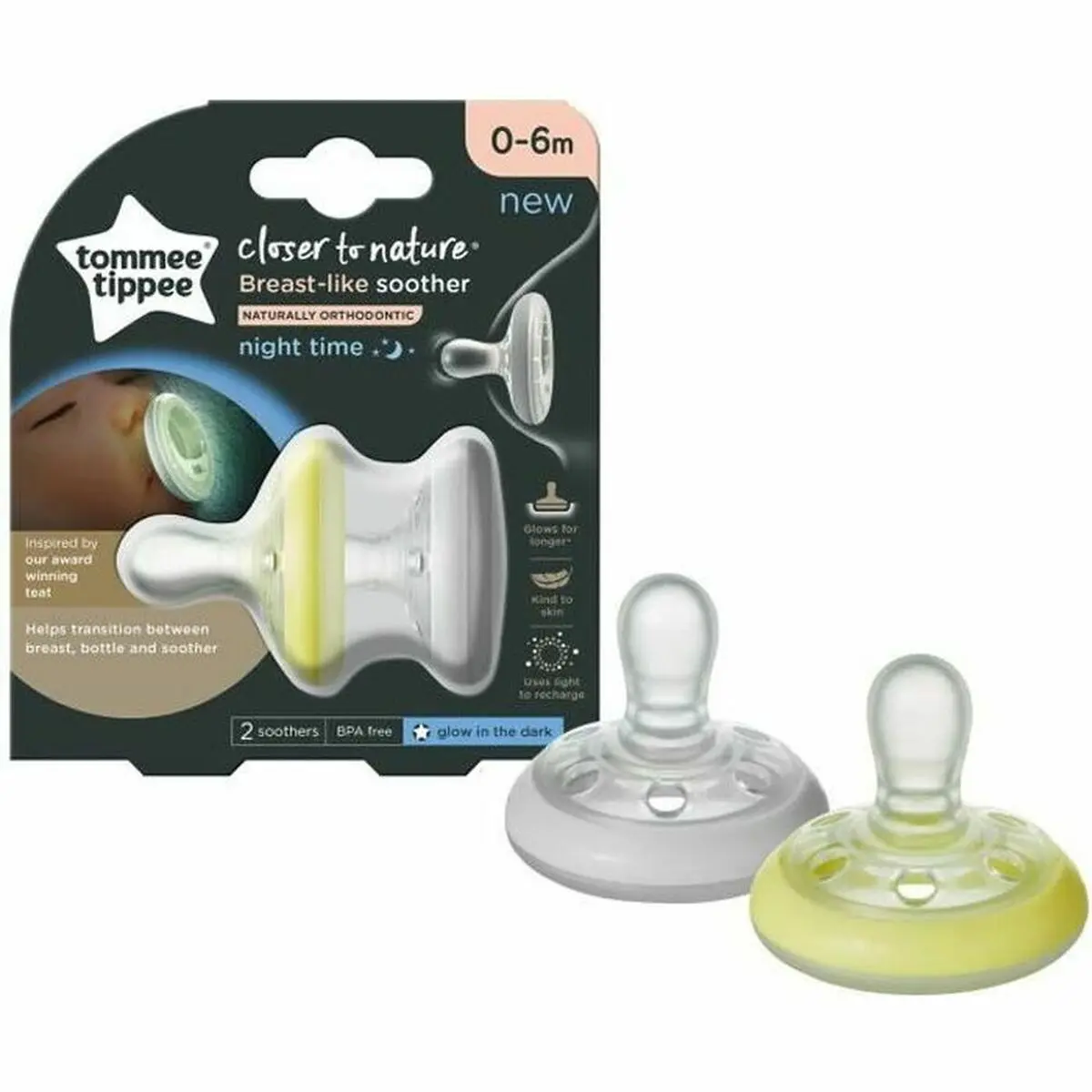 Succhietto Tommee Tippee Natural Night Shape 2 Unità