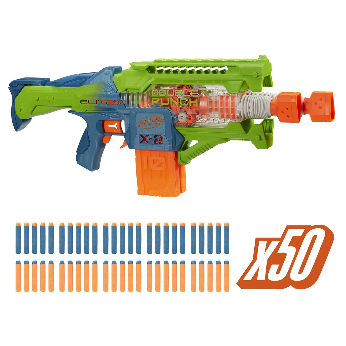 Pistola Hasbro Nerf Elite 2.0 Double Punch Freccette x 50 28,6  x 66 x 8 cm