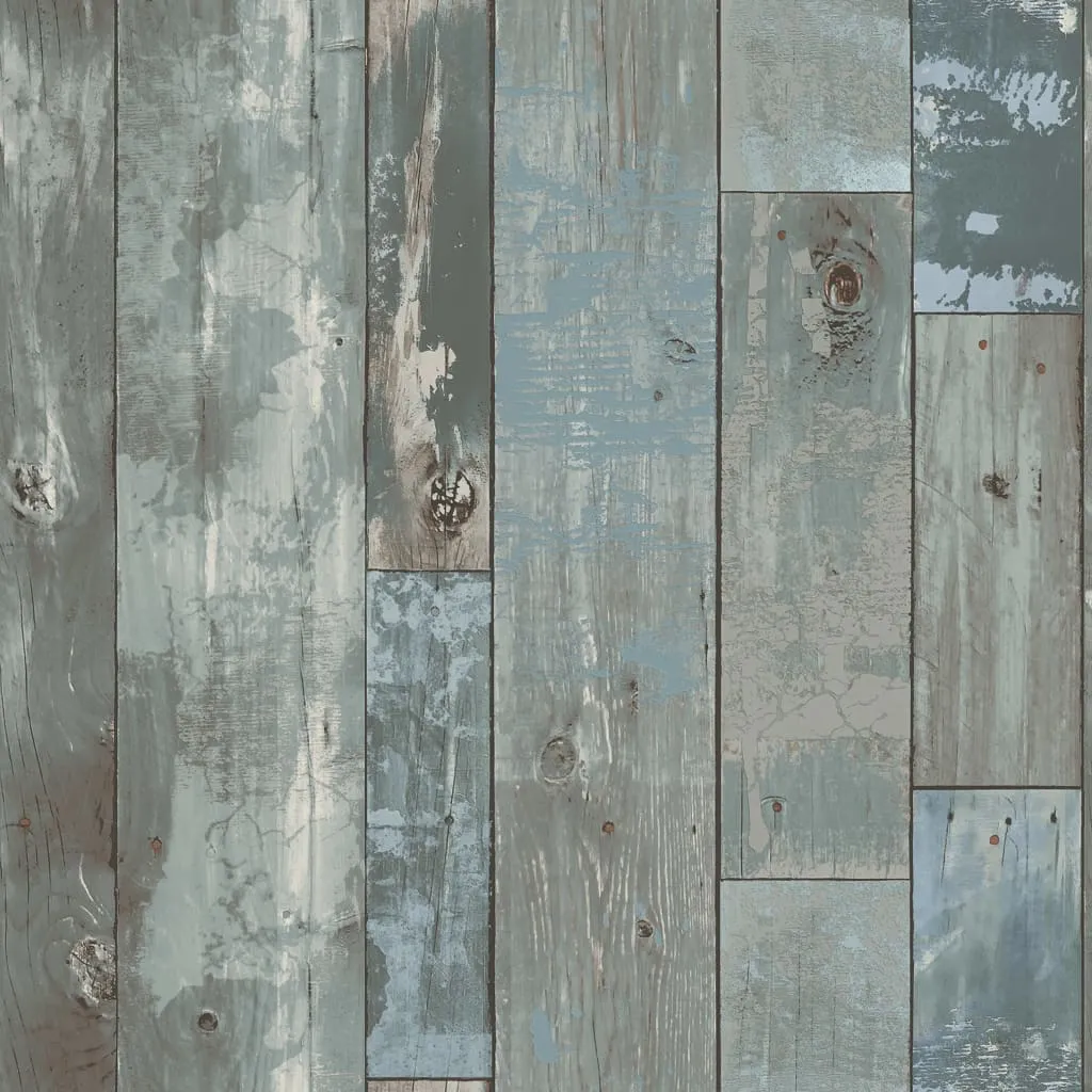 DUTCH WALLCOVERINGS Carta da Parati Legno Scartato Grigio-blu