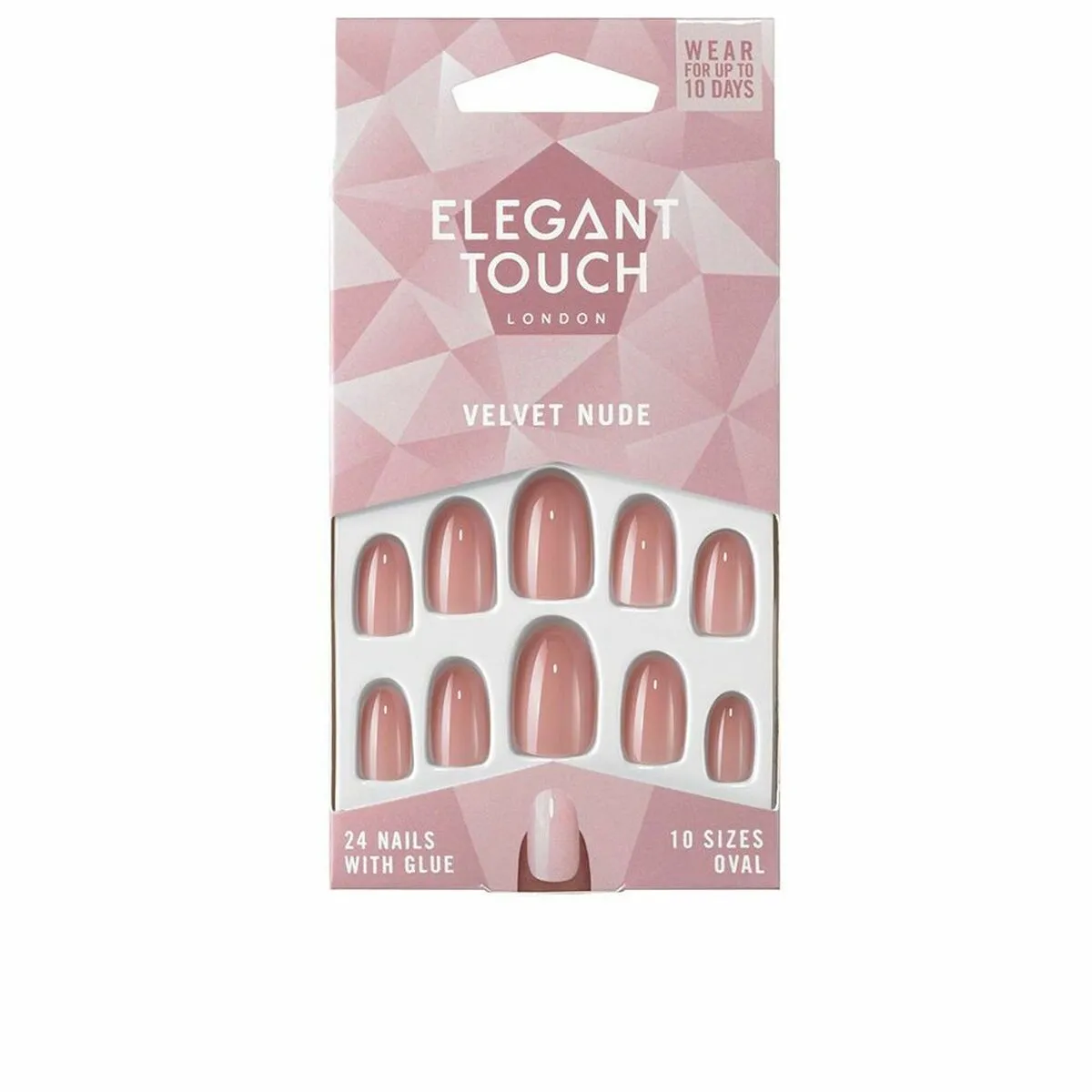 Unghie Finte Elegant Touch Polished Colour Ovalada Velvet Nude (24 uds)