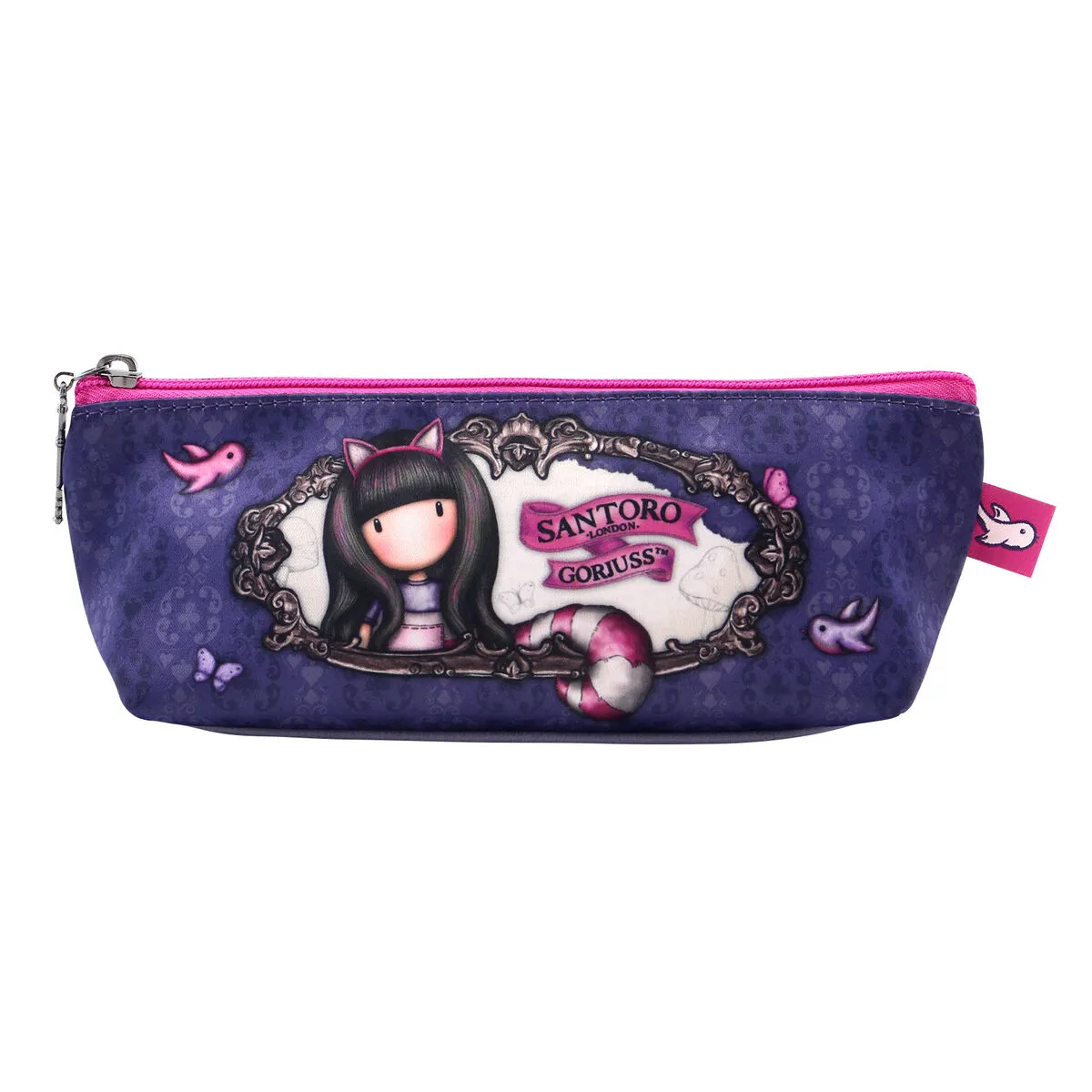 Astuccio Scuola Gorjuss Cheshire cat Rosa Viola (22.3 x 8.8 x 5.7 cm)