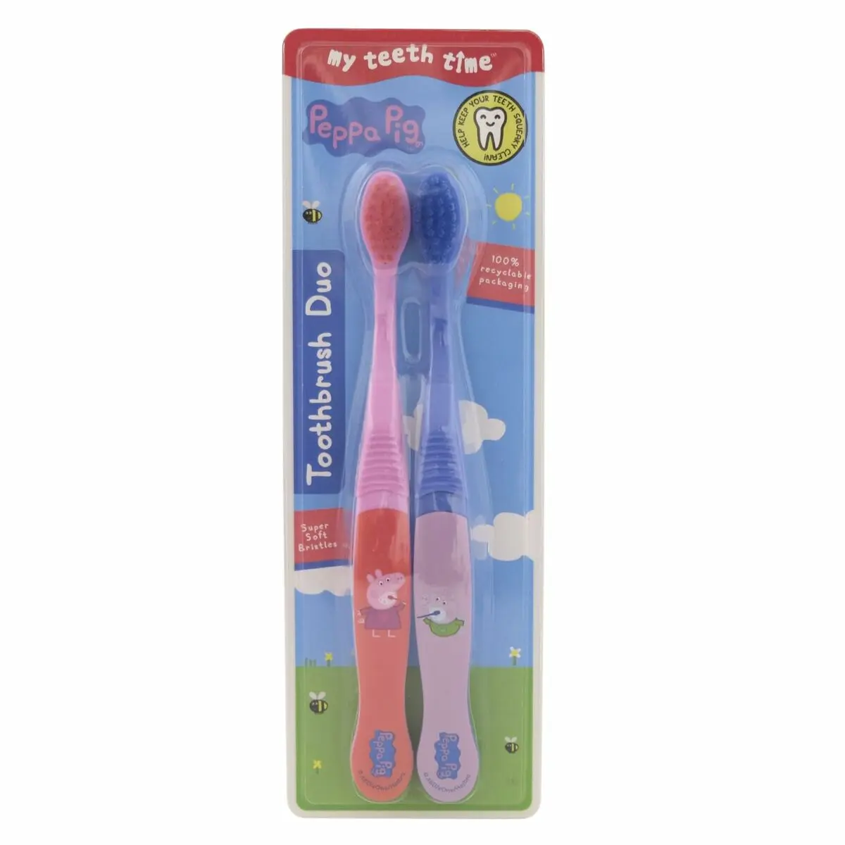 Spazzolino da Denti Per Bambini Peppa Pig Rosa Azzurro (2 Unità)