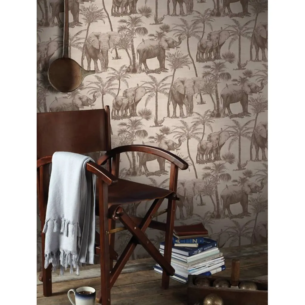 DUTCH WALLCOVERINGS Carta da Parati Elefanti Bosco Antracite