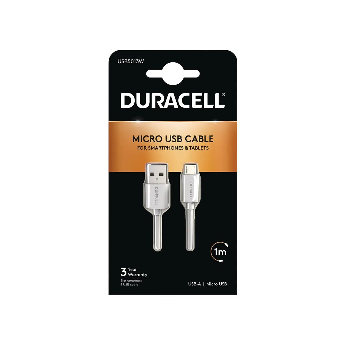 Cavo USB DURACELL USB5013W 1 m Bianco (1 Unità)