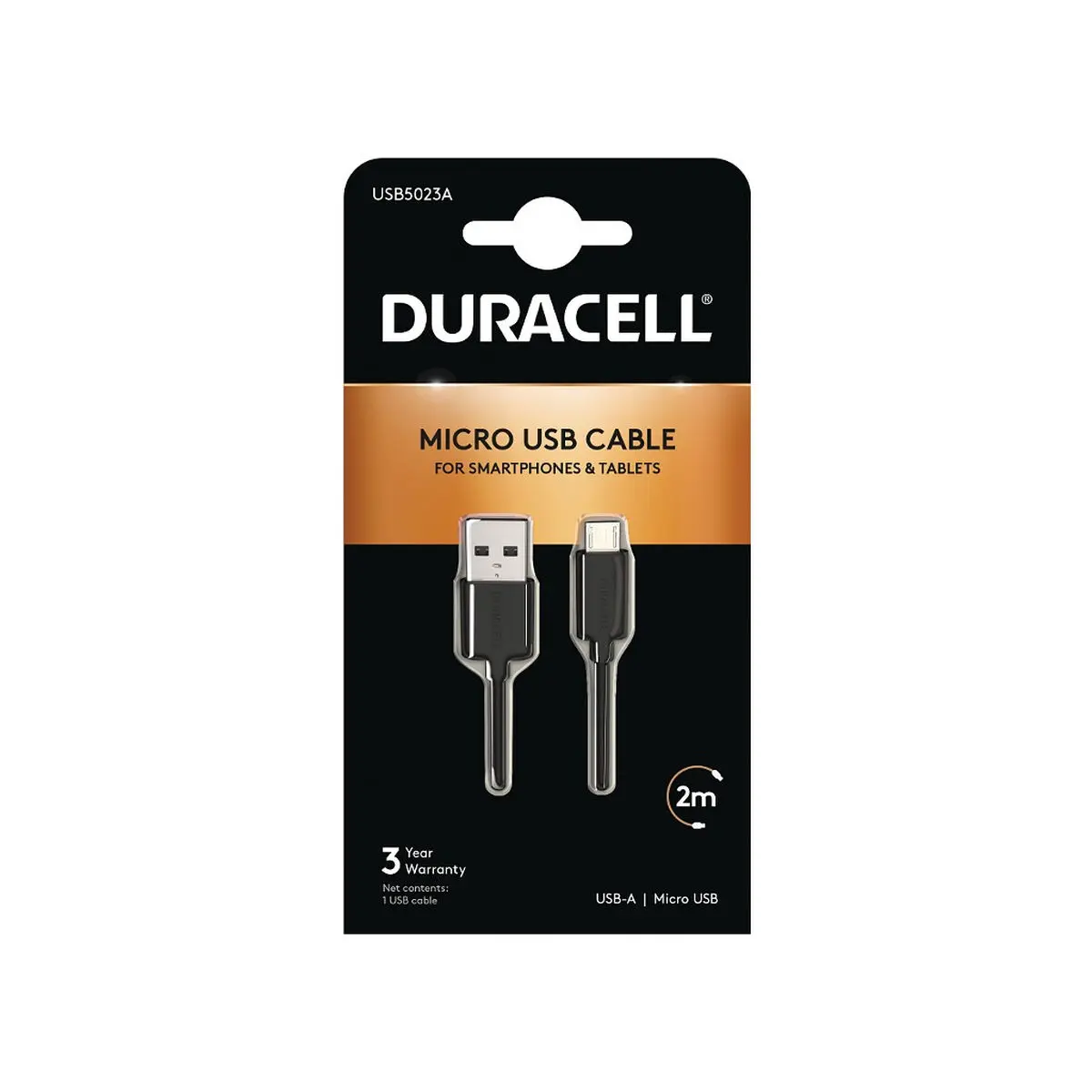 Cavo USB DURACELL USB5023A 2 m Nero (1 Unità)