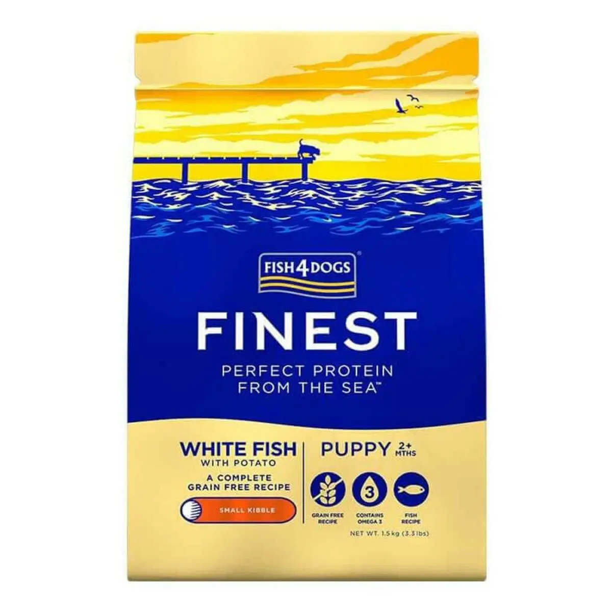 mangime FISH4DOGS Finest Puppy Small Complete White fish Pesce 1,5 Kg