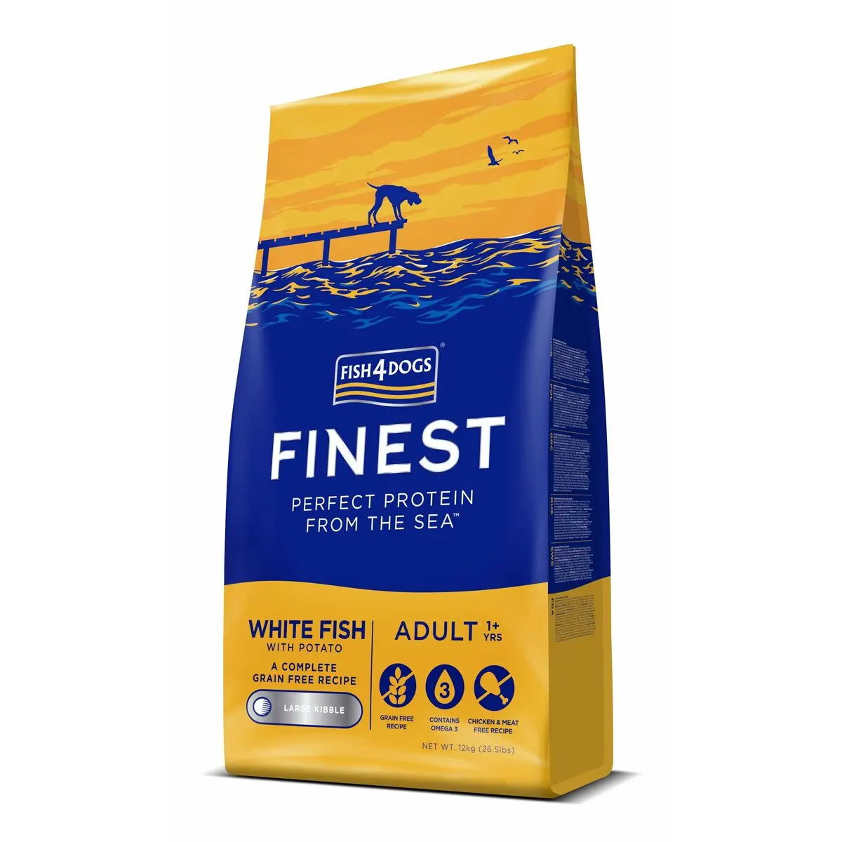 mangime FISH4DOGS Finest Ocean White fish M/L Pesce 12 kg