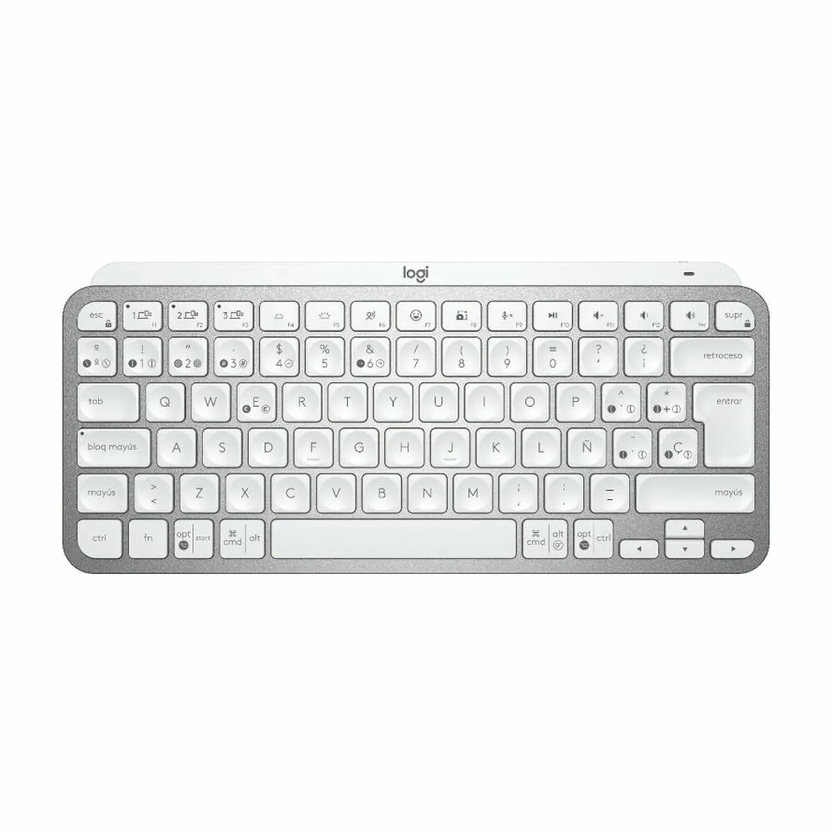 Tastiera Logitech MX Keys Mini Grigio Qwerty in Spagnolo Argentato Bianco