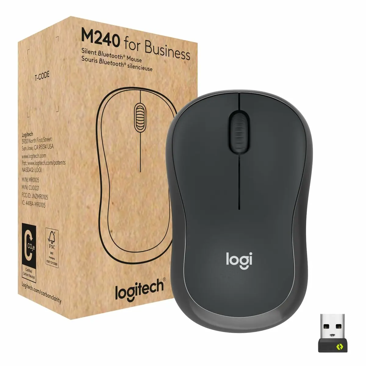 Mouse senza Fili Logitech M240 4000 dpi Grafite