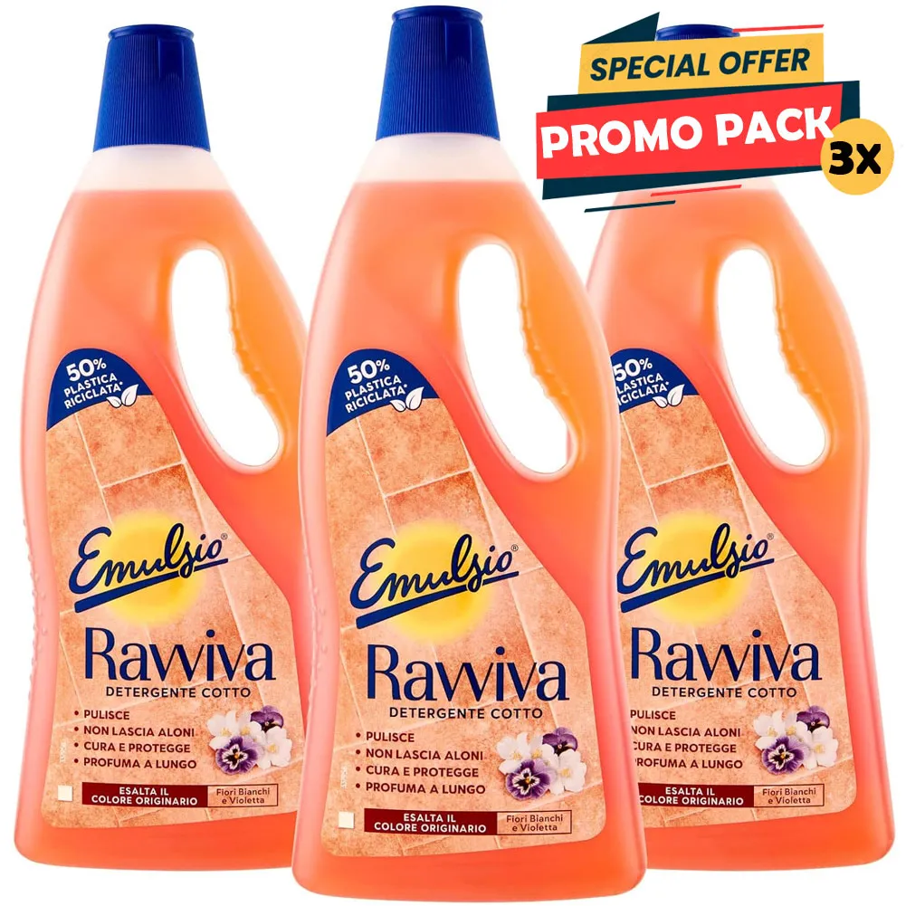 Emulsio Ravviva Cotto Detergente Pavimenti per Cotto Tradizionale 3 x 750 ml (1)