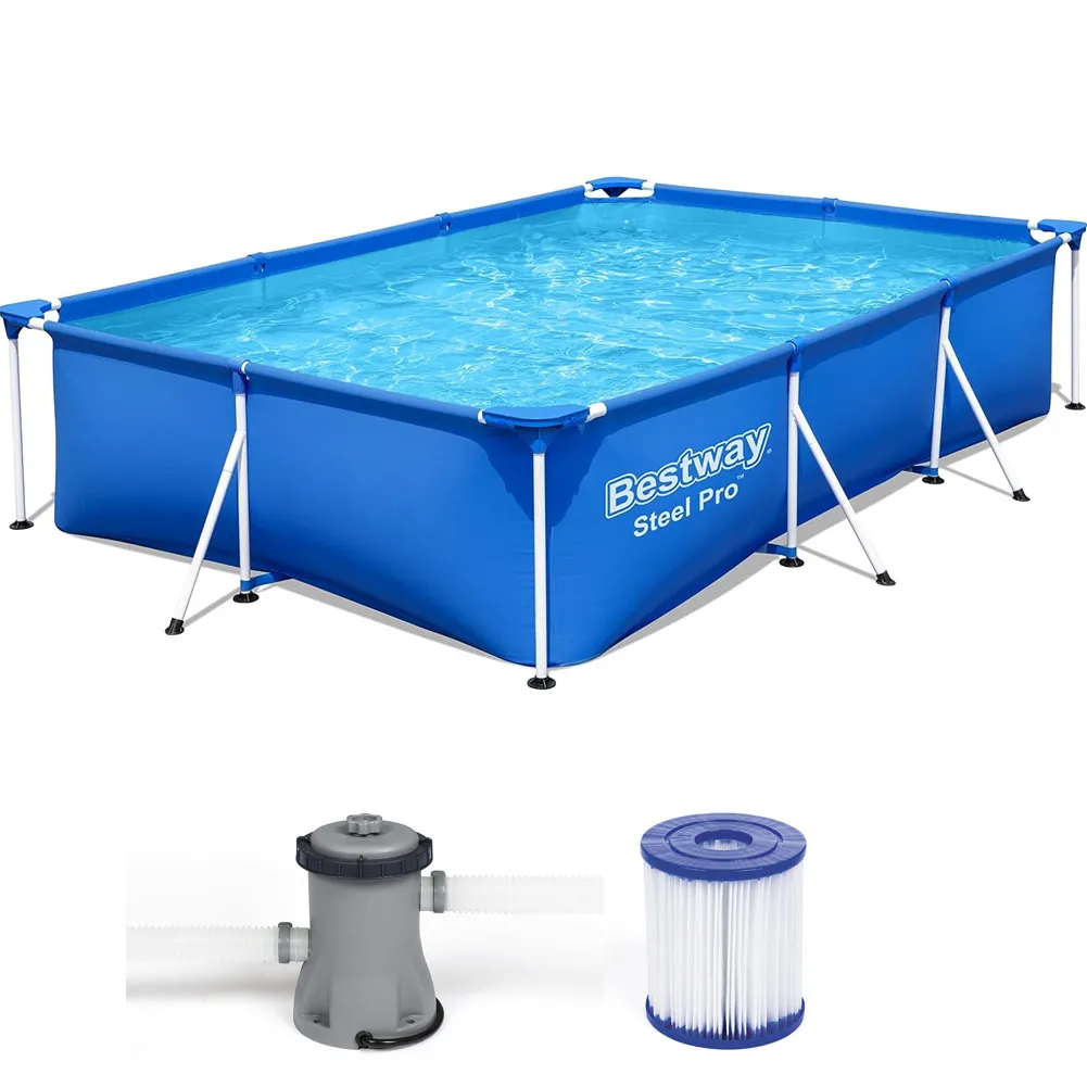 Bestway 56411 Piscina Rettangolare con telaio Acciaio 300 x 201 x 66cm con Pompa (1)