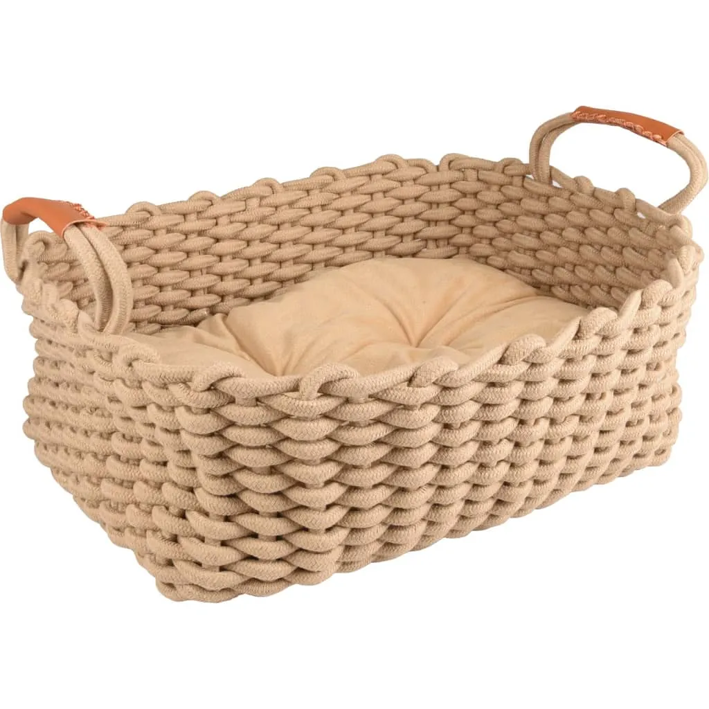 FLAMINGO Cuccia Gatti con Cuscino Enya Rettangolare Beige 45x32x18 cm