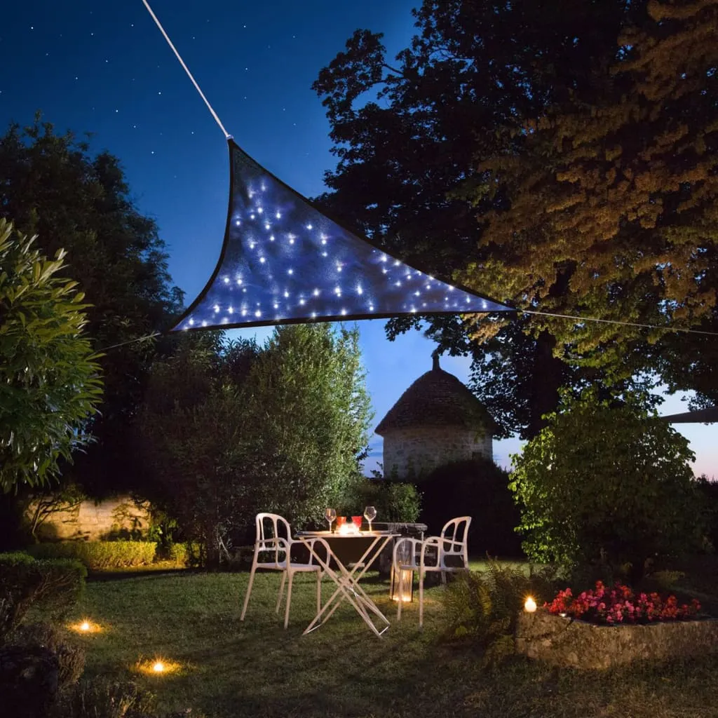 Perel Vela Parasole con LED Cielo Stellato Triangolare 3,6m Blu Scuro