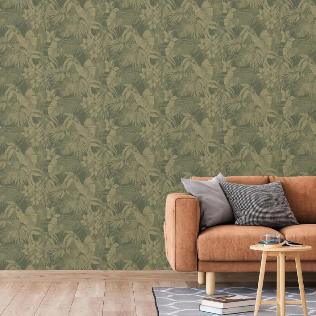 DUTCH WALLCOVERINGS Carta da Parati Joelle in Verde e Oro